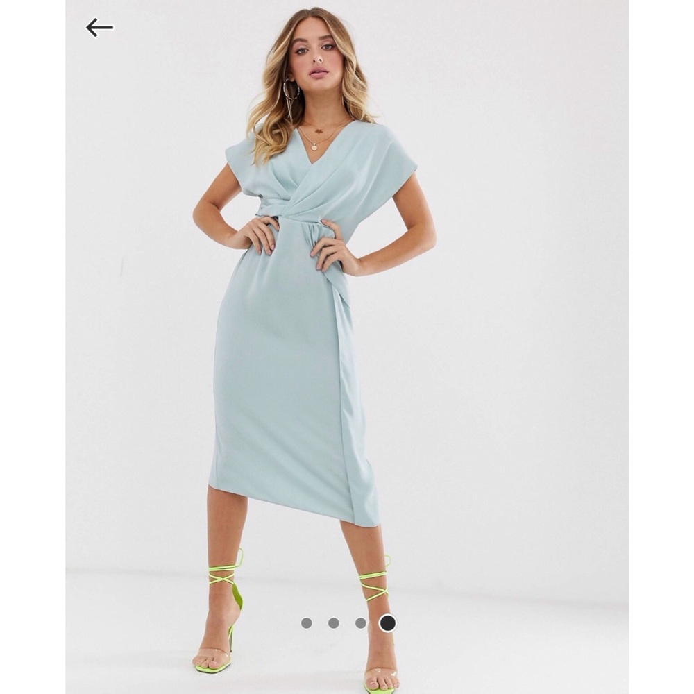 ASOS design twist and drape front midi dress